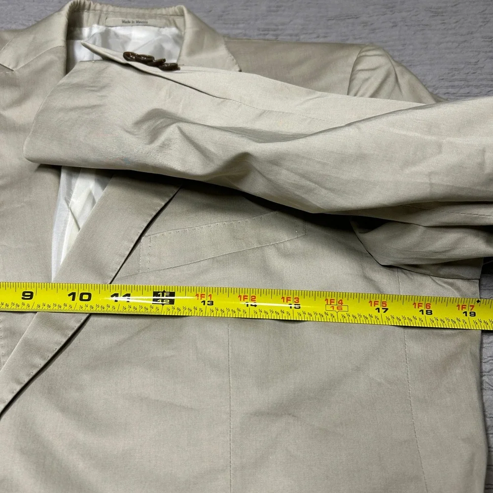 Zegna Mens 38R Beige Cotton Silk 2-Button Blazer Jacket 280CG4 Double Vent